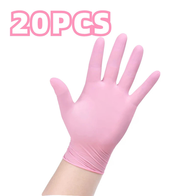 20/50/100PCS Pink Nitrile Gloves Household Cleaning Nitrile Gloves Kitchen Cooki