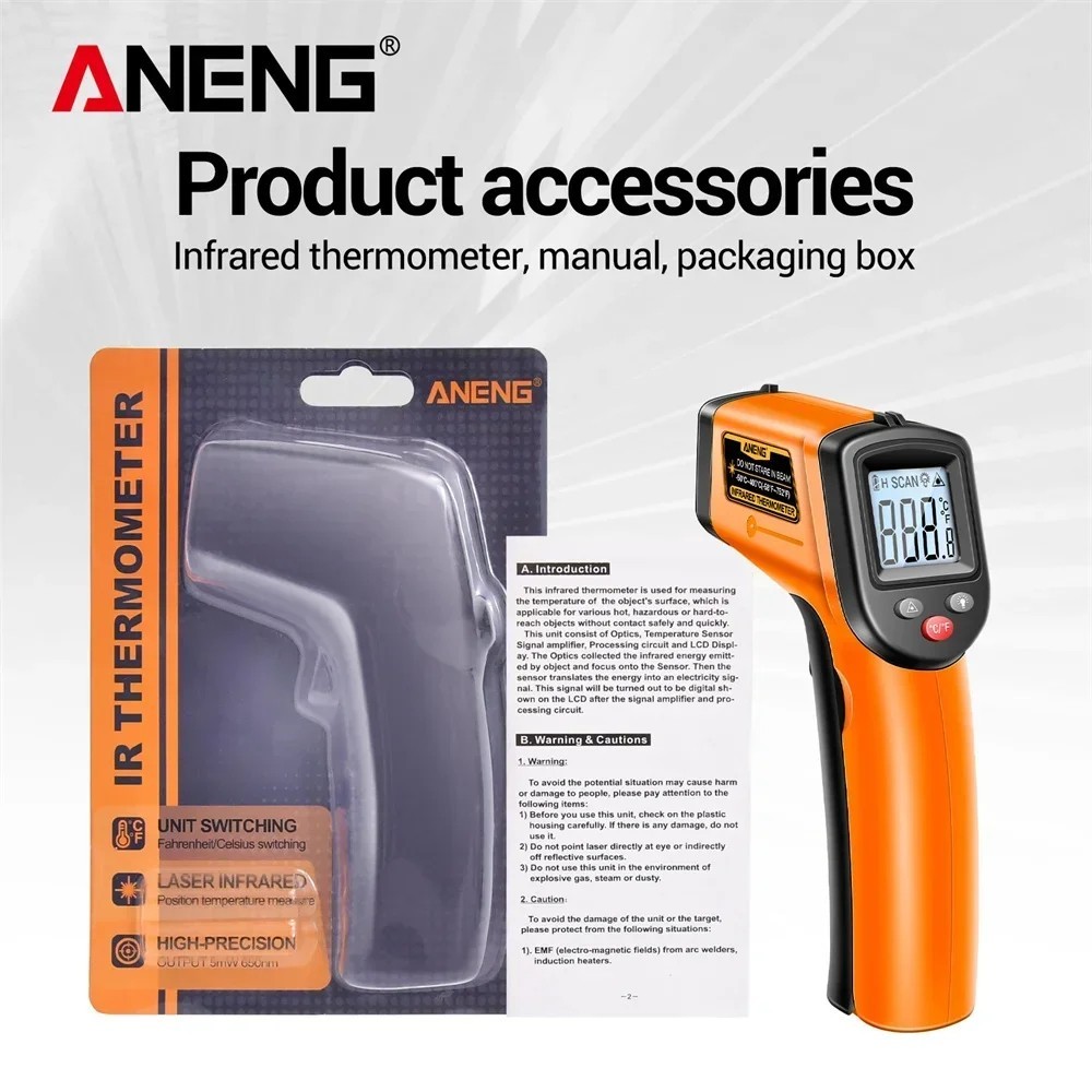 Digital Non-contact Laser IR Infrared Thermometer Temp Meter Temperature Gun LCD