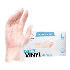 Large Pack Of 100 Clear Vinyl Gloves Food Safe Disposable Industrial Grade
