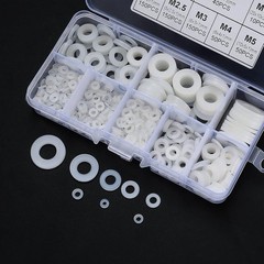 650Pcs White Nylon Flat Washer Assortment Kit M2-M10 Household Electrical
