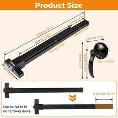 BEAMNOVA 32 Inch Black 2-in-1 Commercial Door Push Bar Panic Exit Device