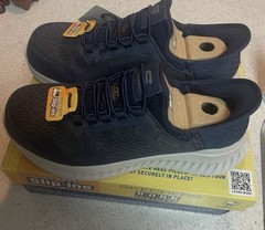 Sketchers Work Shoes Slip In Memory Foam Slip Resistant Mens Size 8.5 Navy Blue