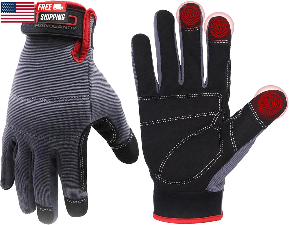 Work Gloves for Men & Women, Utility Mechanic Working Gloves Touch Screen, Flexi