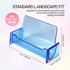 HQ Acrylic Plastic Business Name Card Holder Display Stand (CLEAR BLUE)