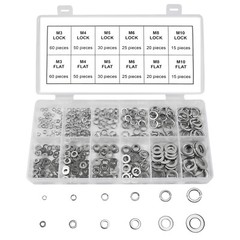 Split Lock and Flat Washer Assortment Set 304 Stainless Steel 400 Piece Silver