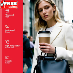16 Oz 100 Pack Coffee Cups with Lids and Sleeves, Hot Paper Coffee Cups with Lid
