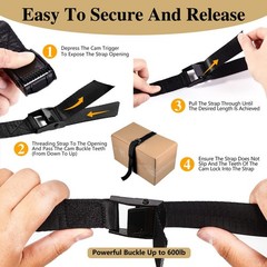 5Pack Cam Buckle Tie Down Straps, 1″ x 4 ft Heavy Duty Lashing Secure Strap A…