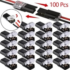 100PCS Double-Wire Plug-in Connector, Cable Clamp with Locking Buckle, AWG 18-22