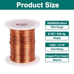 20AWG Magnet Wire 20 Gauge Enameled Copper Wire 8oz Magnetic Coil Wire 155C 311F