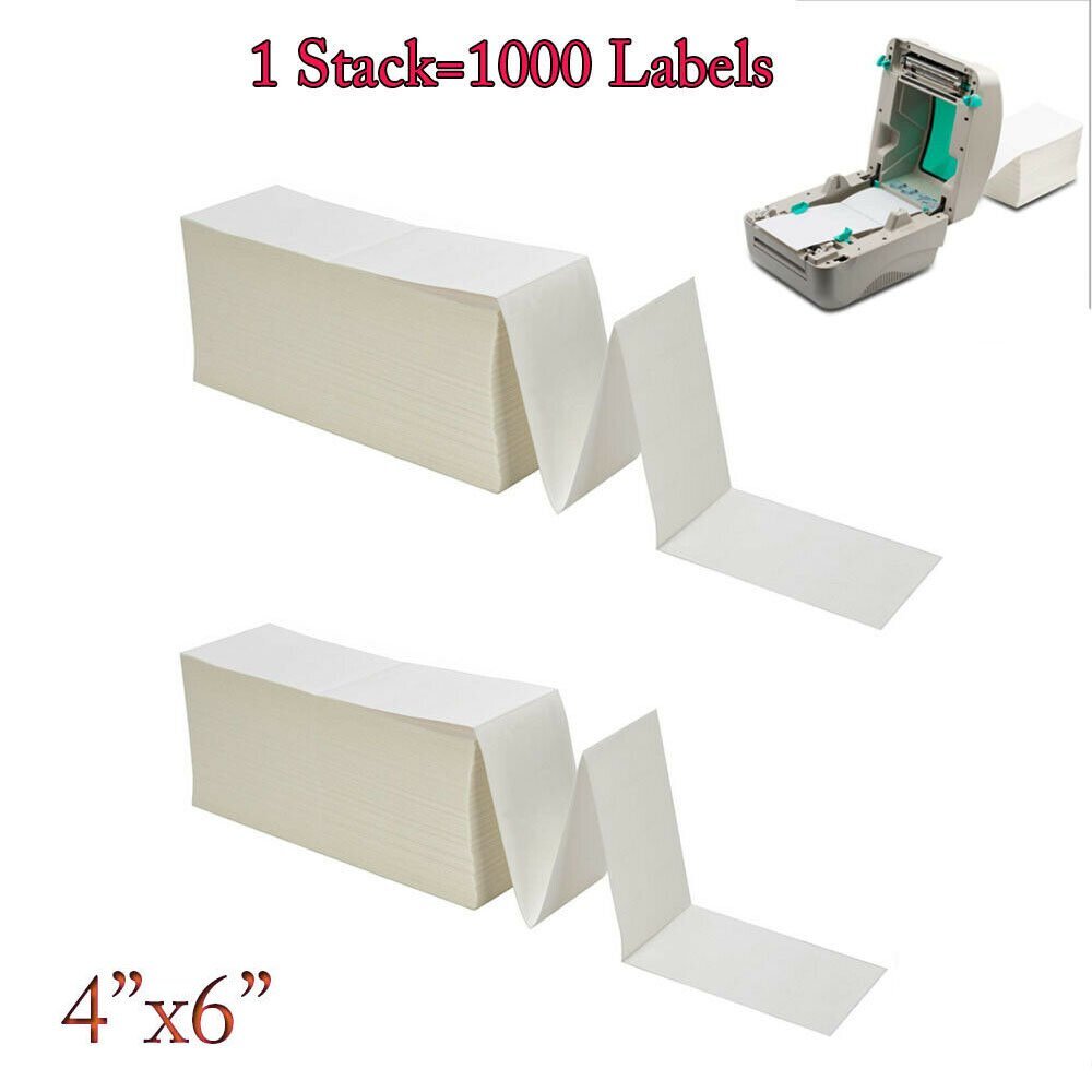 Fanfold 4″ x 6″ Direct Thermal Labels Barcode Labels for Zebra Rollo Printer UPS