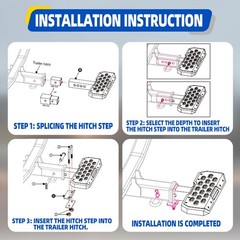 Tow Hitch Step Trailer for 2 Inch Receiver with Pin Lock & U-Bolts Stabilize