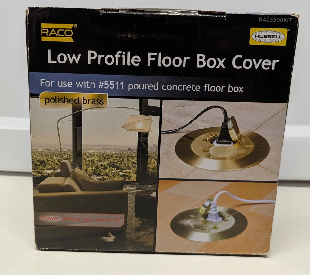 Raco RAC5500KIT Low Profile Floor Box Cover Gang Polished Brass Hubbell