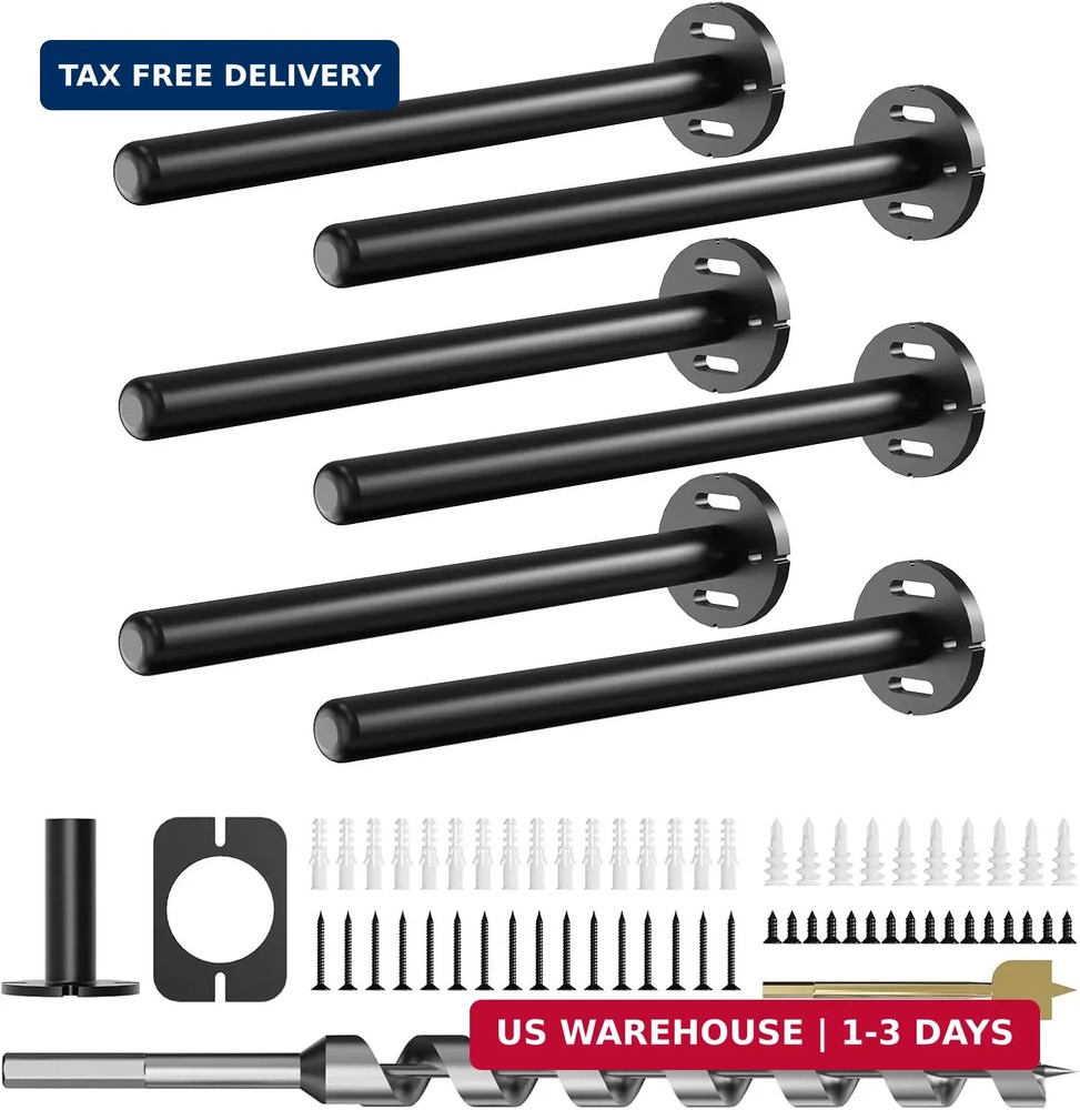 6pcs Wall Shelf Brackets Heavy Duty Floating Shelf Bracket Hidden,Invisible Blac