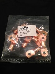 (10) 4 Gauge Copper Ring Terminals 1/4″ RED/BLACK Heat Shrink Tubing LUGS