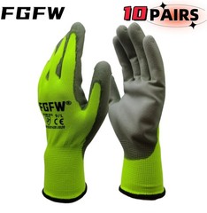 10 Pairs PU Coated Work Gloves – Lightweight, Durable Safety Gloves Certified