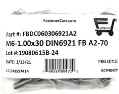 (25) M6 x 1.00 x 30 Stainless Steel DIN6921 A2 Hex Flange Bolts M6x30mm Flange