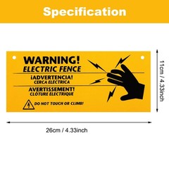 Blulu 8 Pieces Electric Fence Warning Signs 10 10×4 inches, yellow and black