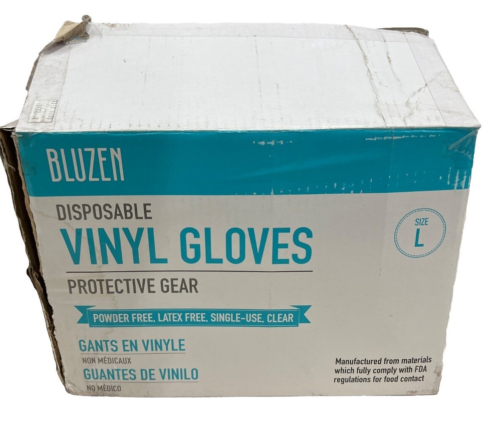 BLUZEN Disposable Vinyl Gloves, Size Large, 1,000 PACK