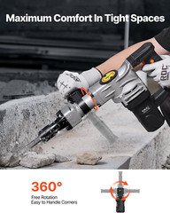 1400W Electric Jackhammer Heavy Duty, 2Pcs Chisels Bits Chipping with Case, 2900
