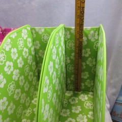 Set of 4 Neatnix Cloth XL Collapsible Magazine Holder Flower Pink Green Dorm