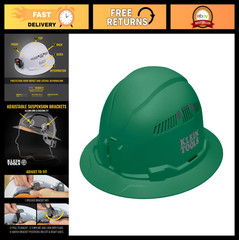 Vented Full Brim Hard Hat with Padded Sweatband, Odor-Resistant, Safety Gear