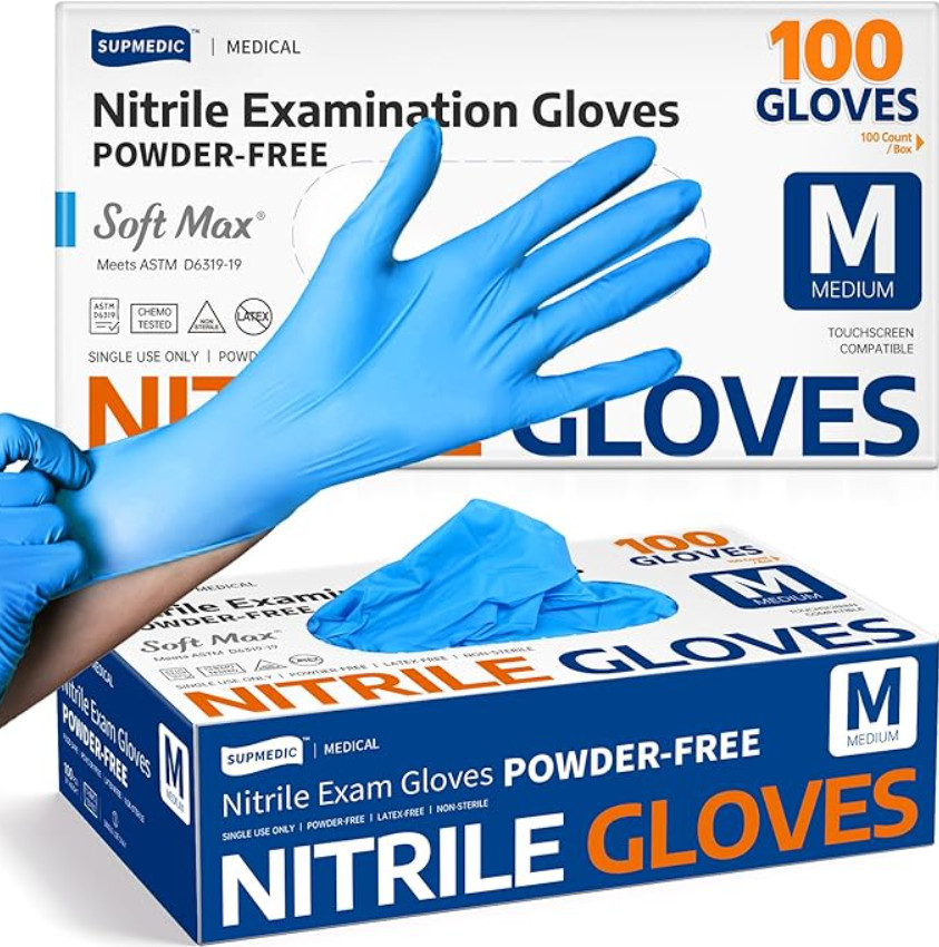 Supmedic Medical Soft Max™ Nitrile Exam Gloves, 100 Count Latex-Free….