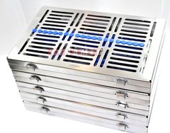 5GERMAN DENTAL AUTOCLAVE STERILIZATION CASSETTE TRAY INSTRUMENT 11.25X7.25X1.25″