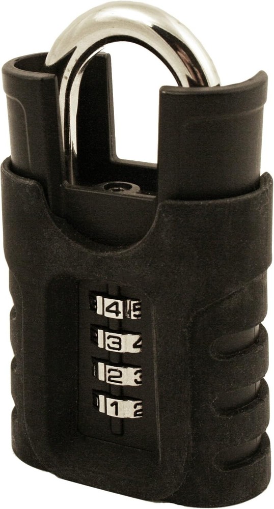 FJM Security SX-875 4-Dial Combination Padlock Shrouded Shackle Blk New