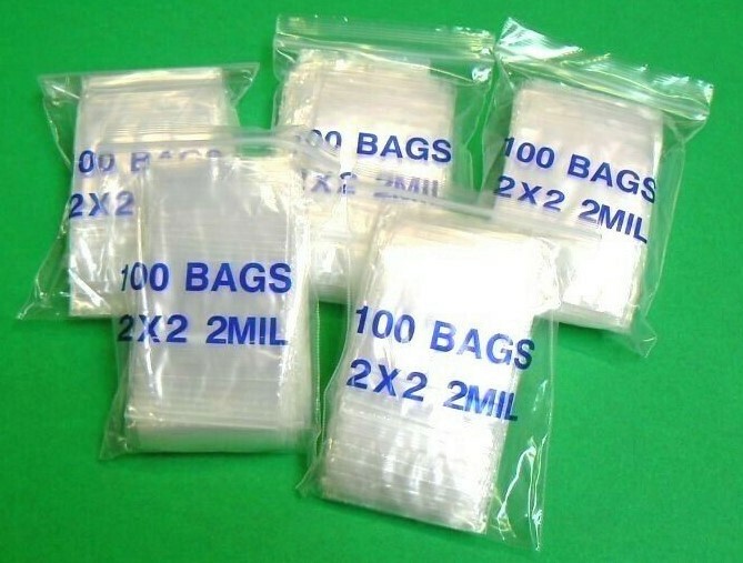 500 Bags 2 x 2 2mil Clear Reloc Zippit Reclosable Plastic Baggies 2″ Square