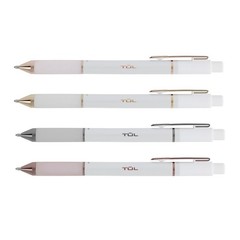 TUL Retractable Pens, Med Point, 0.7 mm, Pearl White Barrel, Black Ink, 12 Pack