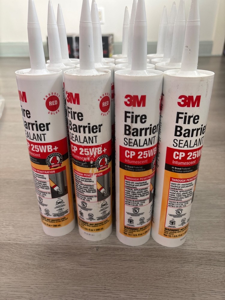 Lot of 15 – 3M Fire Barrier Sealant CP 25WB+ Red Intumescent 10.1 oz NEW