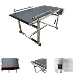 Electric PVC Belt Conveyor Transport Machine w/ Double Guardrails 110V 59×31.5in