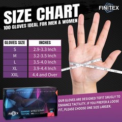 FINITEX Industrial Diamond Texture Nitrile Black Glove – 100/1000PCS Chemical…