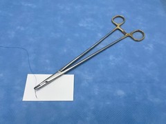 V. Mueller SU16124 Heaney Needle Holder, 10.5″, Curved Jaw, Tungsten Carbide