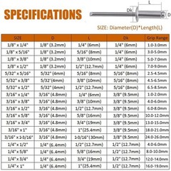 100-Pack 1/8″ x 1/4″ Aluminum Blind Rivets – Ideal for Indoor and Outdoor Use