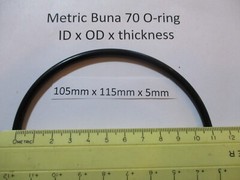 105mm ID x 115mm OD x 5mm thick O-ring. Buna-70. Quan 1.
