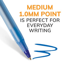 BIC Round Stic Xtra Life Blue Ballpoint Pens, Medium Point (1.0mm) 10-Count Pack