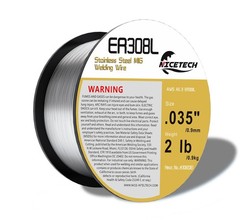 , ER308L Stainless Steel MIG Welding Wire .035-Diameter, 2 Pounds Spool, Silv…