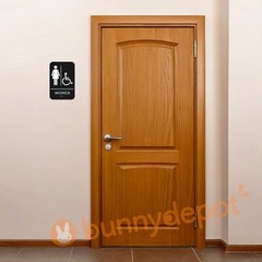 Men + Women Restroom Sign ADA Braille Self Adhesive with 3M Tape 9″ x 6″