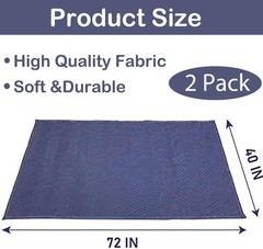 Multi-Purpose 40” x 72” Moving Blankets – 2 Thick Quilted Blankets for Transport