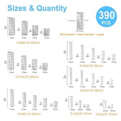 390 Piece Compression Spring Assortment Kit 28 Sizes Small Steel Springs Set