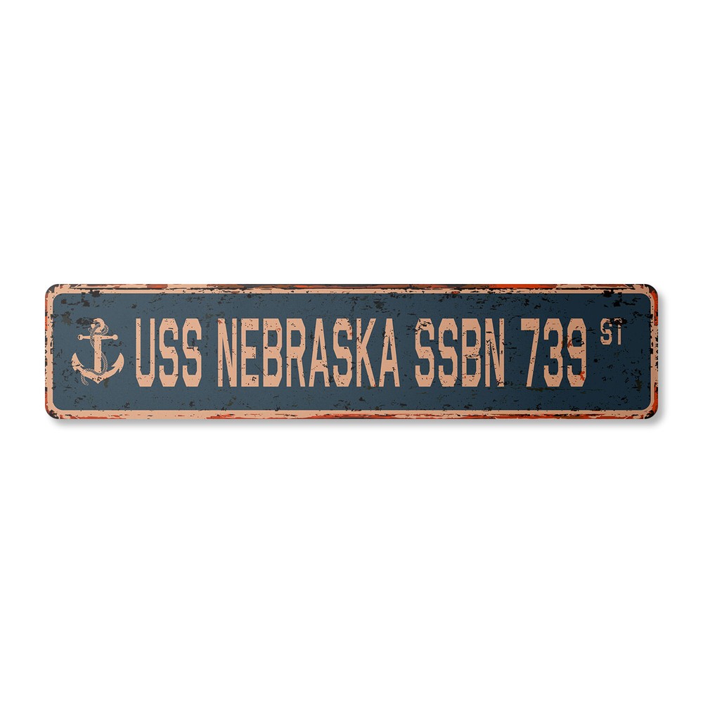 USS NEBRASKA SSBN 739 Vintage Street Sign us navy ship veteran sailor rustic