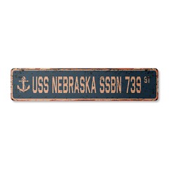 USS NEBRASKA SSBN 739 Vintage Street Sign us navy ship veteran sailor rustic