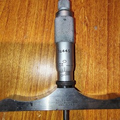 The L S Starrett Co. No. 445 Depth Micrometer 0 – 3″ With Wooden Box Vintage