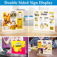 Horizontal Acrylic Sign Holder 8.5 X 11 – Double Sided T Shape Menu Table Stand