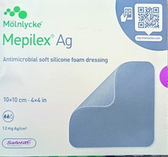 Mölnlycke Mepilex Ag Antimicrobial Soft Silicone Foam Dressing 10x10cm 5pc