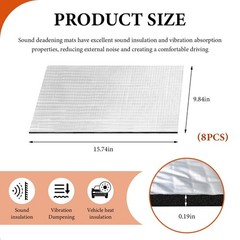 8 PCS Car Sound Deadening Mat, 197 mil 8.7 sqft Aluminum Foil Finish Heat Ins…