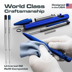 BASTION Bolt Action Pen | Aluminum Blue | Durable Professional Ballpoint Pen