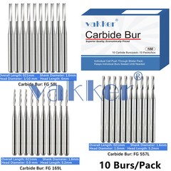10/Pack Dental Tungsten Carbide Friction Grip Long Carbide Burs 21mm High Speed