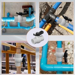 2 PCS 1.5 Inch PVC Ball Valve 11/2 Inch Shut Off T Handle for Pool